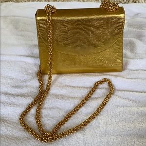 Paloma Picasso gold lizard evening bag